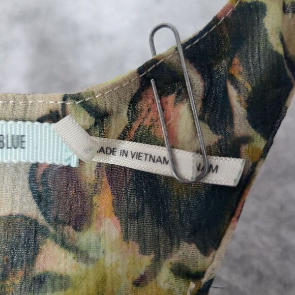 KIMCHI BLUE WOMENS SMALL MULTICOLOR FLORAL FLOWY RAZOR  PEEK-A-BOO BACK BLOUSE - Picture 3 of 6